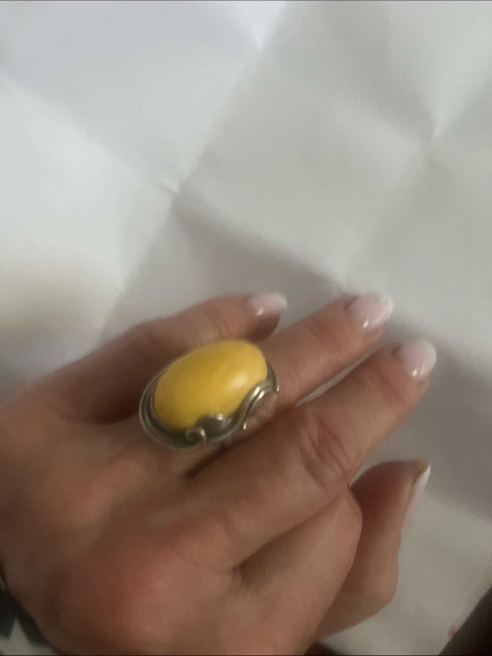 Sterling Silver Ring with Yellow Amber